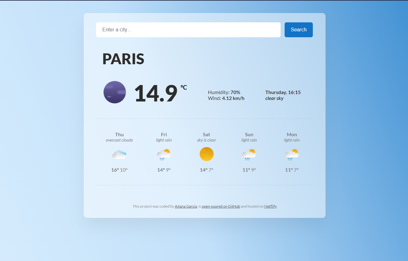 Weather Search Engine Development